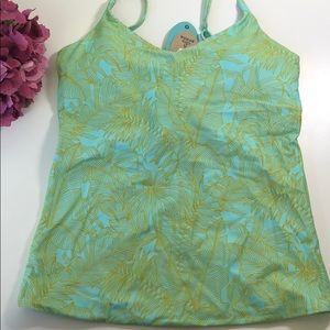 PrAna Jess Reversible Tankini Beach Glass Fronds S